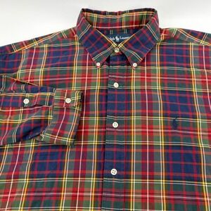Ralph Lauren Blake Plaid Button Down Shirt Mens XL Red Green Yellow Blue Cotton